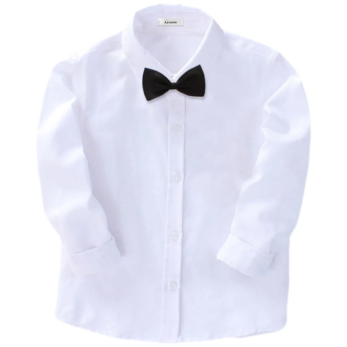Camicia da Ragazzo con Maniche Lunghe Bottoni Uniforme Scolastica Solida Camicia Oxford con Cravatta e Papillon