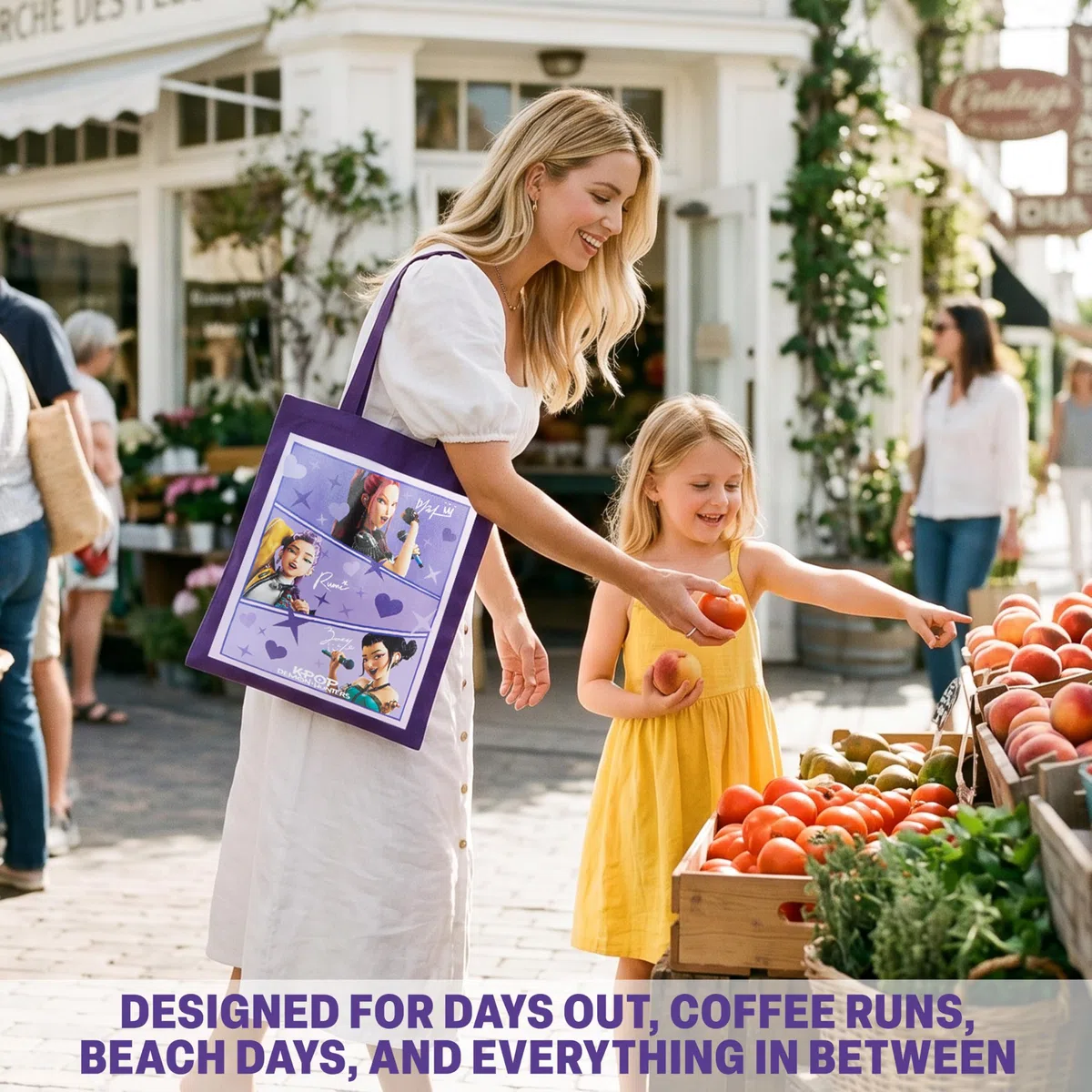 Get Trend Huntrix Kpop Demon Hunters Tote Bag per Ragazze, Borsa Spalla Comoda Ideale per Scuola, Concerti, Uscite, Shopping e Regalo