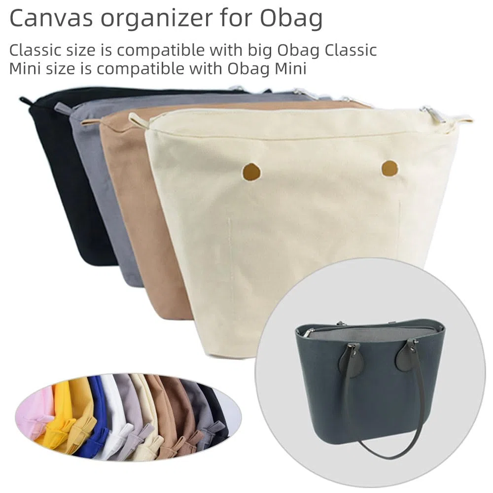 Nuovo 1 PC tela interna O bag borsa Organizzatore inserire tasca con cerniera per Obag fodera interna Classic Mini (Beige,Classic)