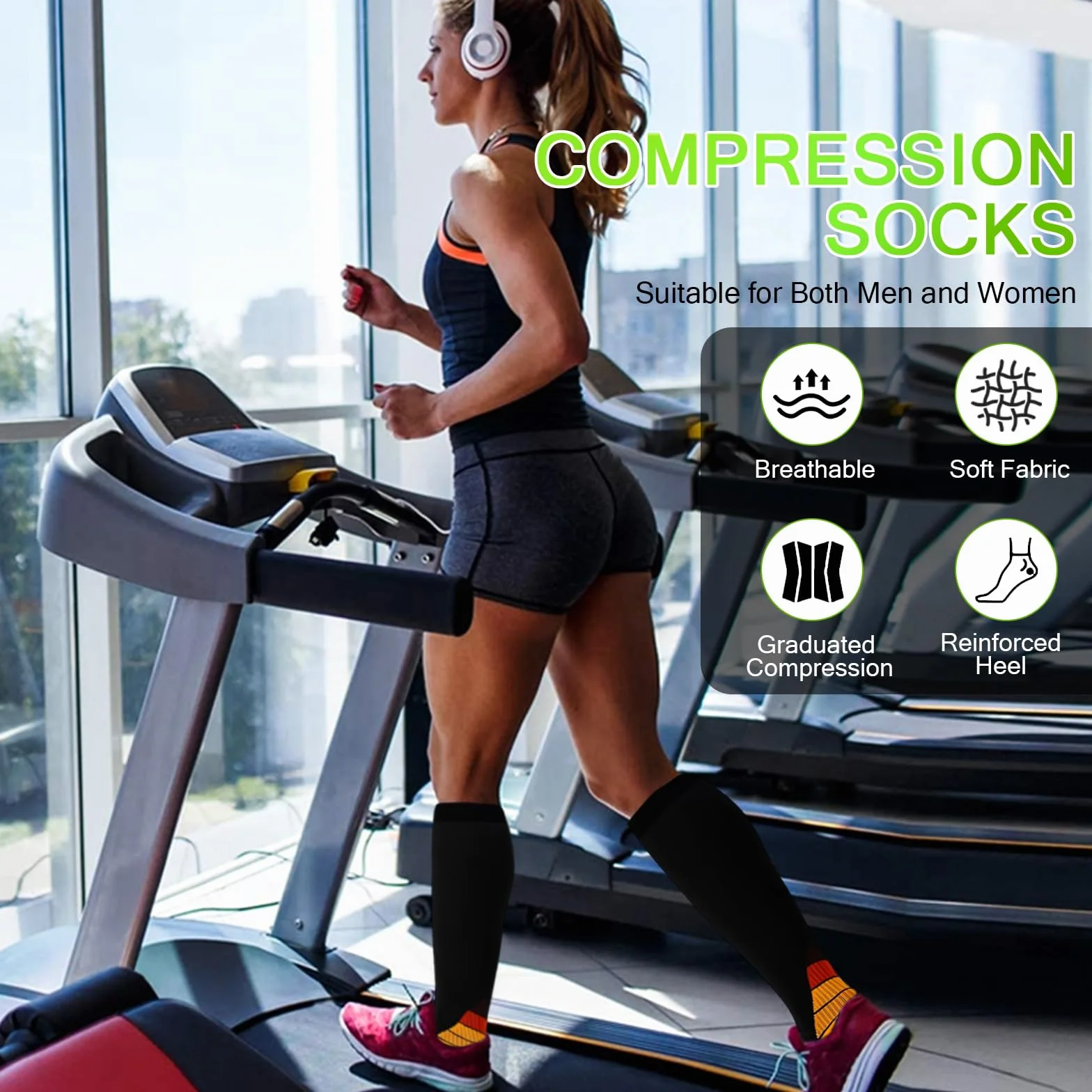 6 Paia Calze a Compressione Graduata Donna e Uomo, Calze al Ginocchio, Calze Elastiche a Compressione,