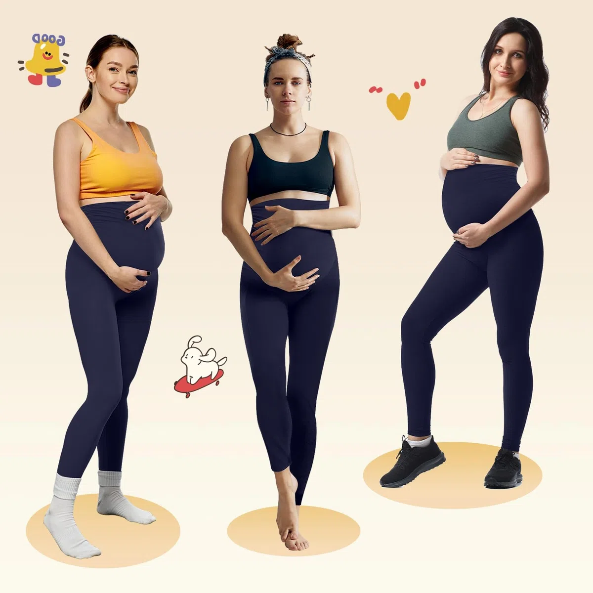 Ymmott Leggings Premaman da Donna a Vita Alta con Tasche Opachi Leggins per Gravidanza Elasticizzati per Donne Incinte Pantalone Premaman