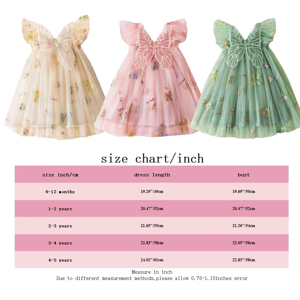 Vestito Tutu Bambina Senza Maniche Vestito Tulle Farfalla Ricamo Festa Compleanno Principessa Vestito Estivo