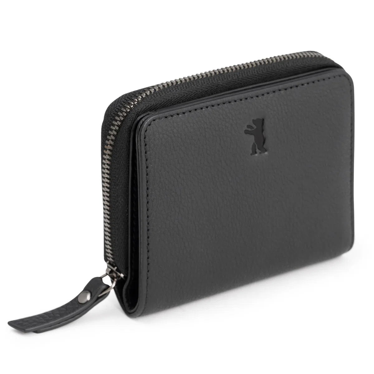Berliner Bags Portafoglio Donna Sara in Vera Pelle, Compatto con Zip e Portamonete, Protezione RFID, 8 Carte – Nero