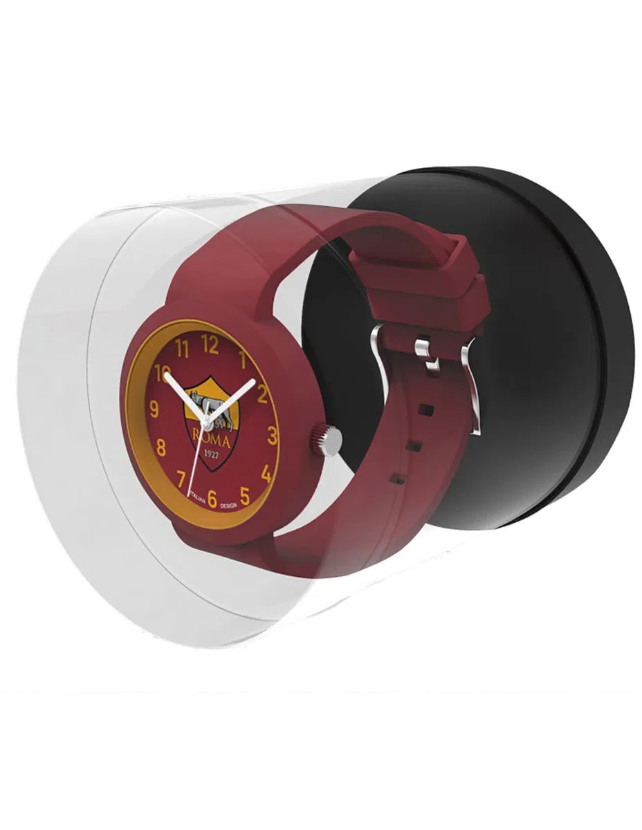 Seven AS Roma Orologio - Orologio da Polso Analogico al Quarzo - Giallo e Rosso, in Confezione Regalo - Cinturino in Silicone