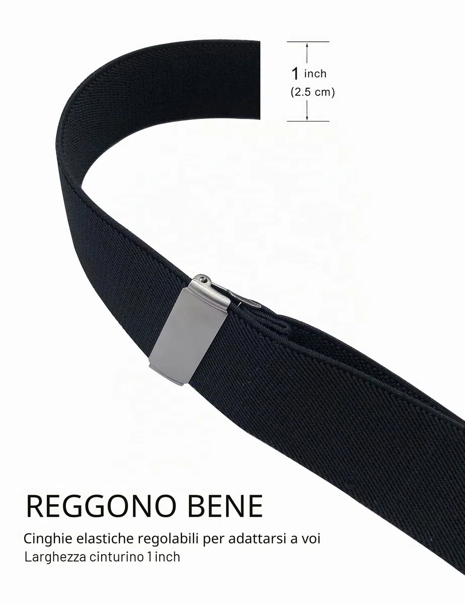 Bretelle da donna e da uomo, extra forti, 2,5 cm, con moschettone, cinghie elastiche per jeans