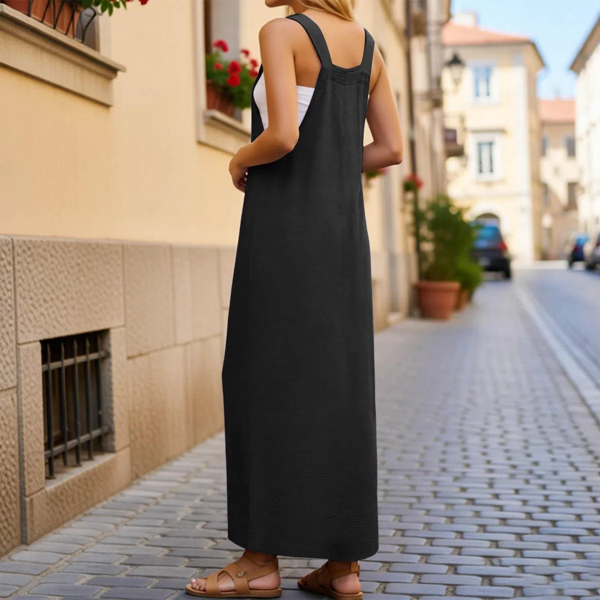 Salopette Gonna Donna Jeans Lunga Vestito Salopette Overall Senza Maniche Denim Vestiti con Tasca