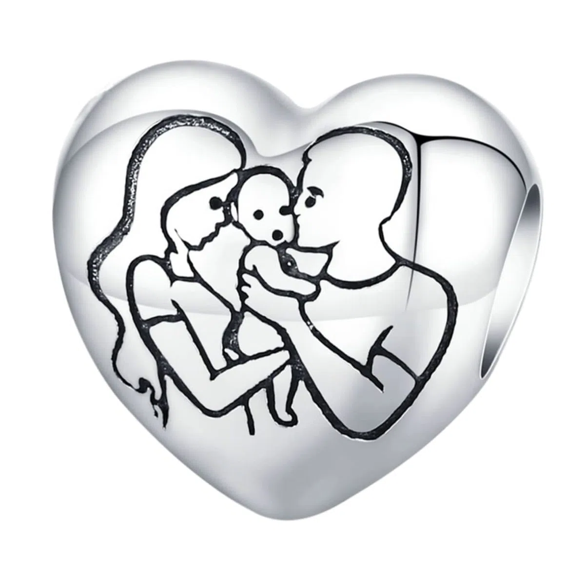 Perline in Argento Sterling a Forma Di Cuore Ciondolo Bracciale Famiglia Fascino Del Braccialetto Di Famiglia Gioielli Di Perline Ciondolo a Cuore Argento Sterling S925 Silver