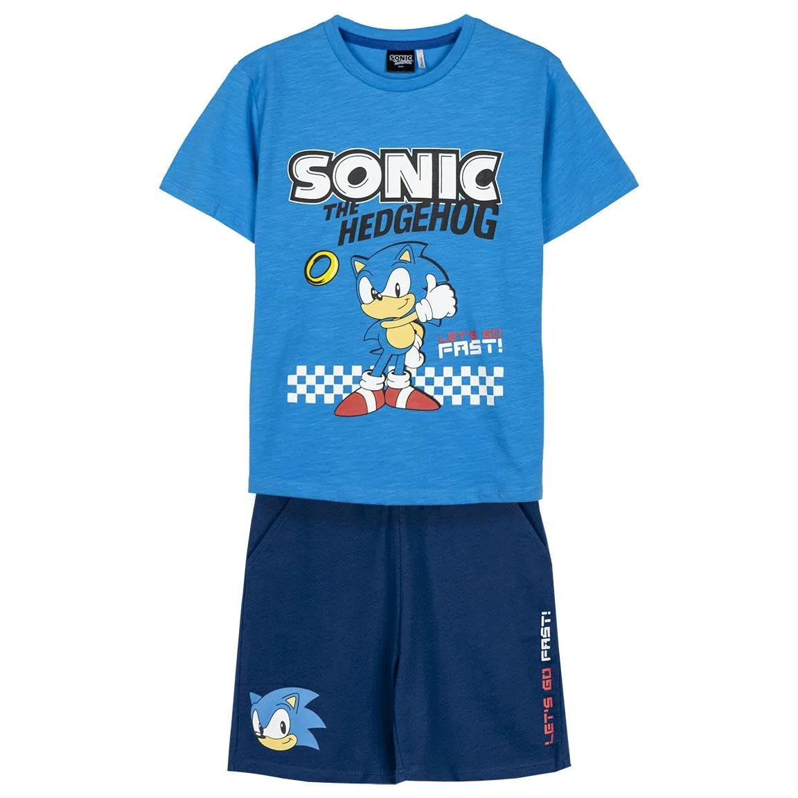 CERDÁ LIFE'S LITTLE MOMENTS Maglietta e pantaloncini Sonic - Colore blu - Taglia 12 anni - Set da bambino - Realizzato in 100% cotone 220 g/m² - Stampa Sonic - Prodotto originale disegnato in Spagna