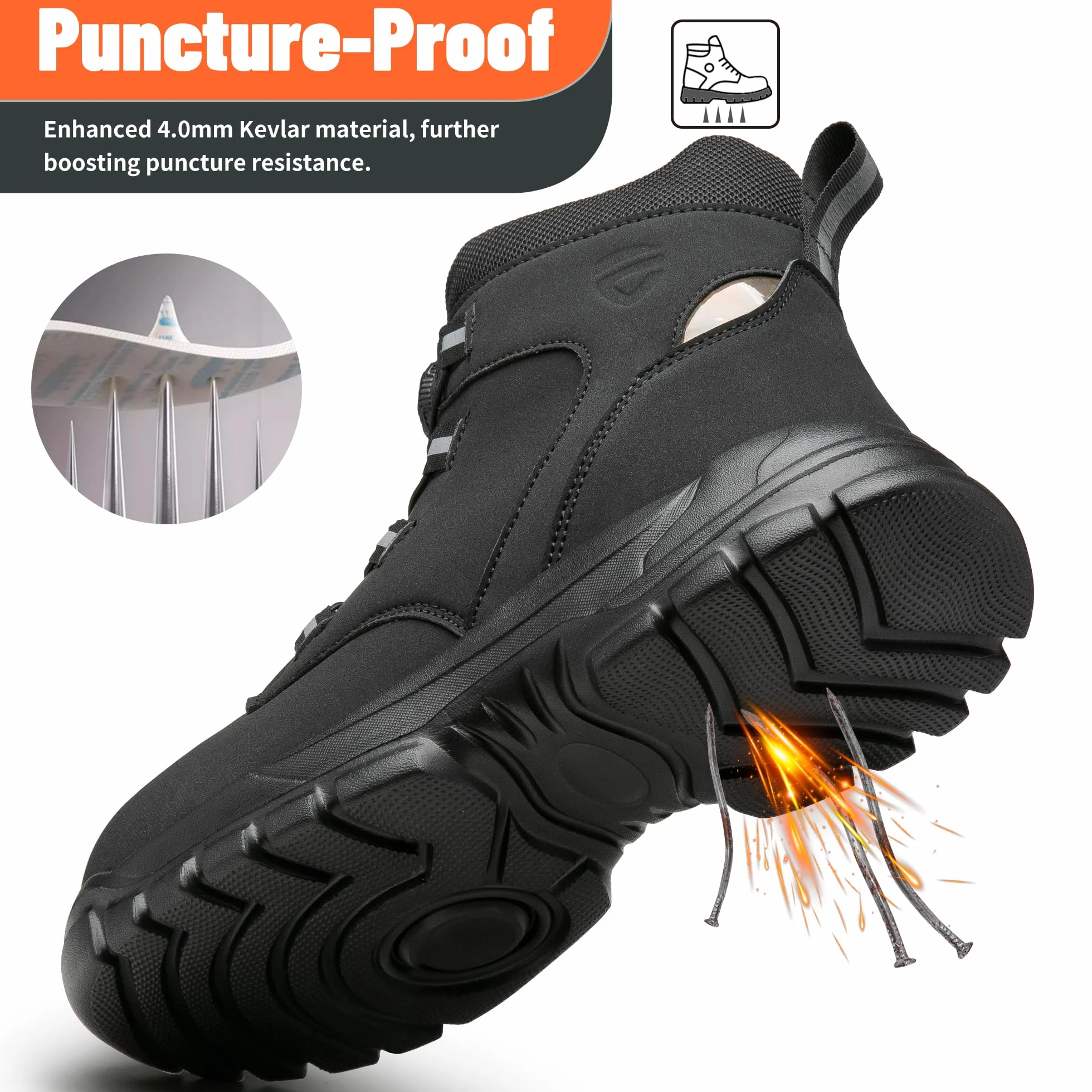 KOIFISH Scarpe Antinfortunistiche Uomo Donna Alte Scarponi Antinfortunistiche Leggere Comode Scarpe da Lavoro con Punta in Acciaio Antiscivolo