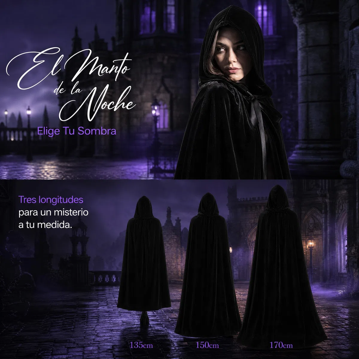 various Costume da vampiro per Halloween con cappuccio medievale in velluto per feste di carnevale e Halloween, mantello per adulti, unisex, donna e uomo