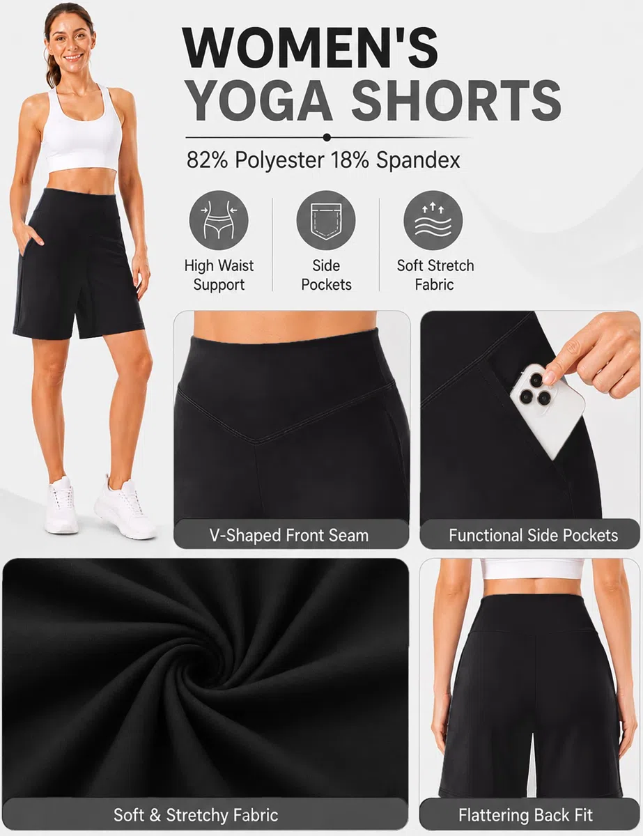 Terecey Pantaloncini Palestra Donna Sportivi Vita Alta Asciugatura Rapida Traspiranti Tinta Unita Abbigliamento Fitness Running Estivi Shorts Donna XS-3XL