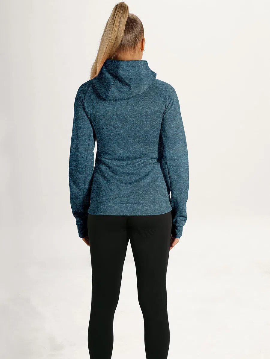 icyzone Giacca Sportiva Donna con Cappuccio,Felpa Termica con Zip e Fori per i Pollici