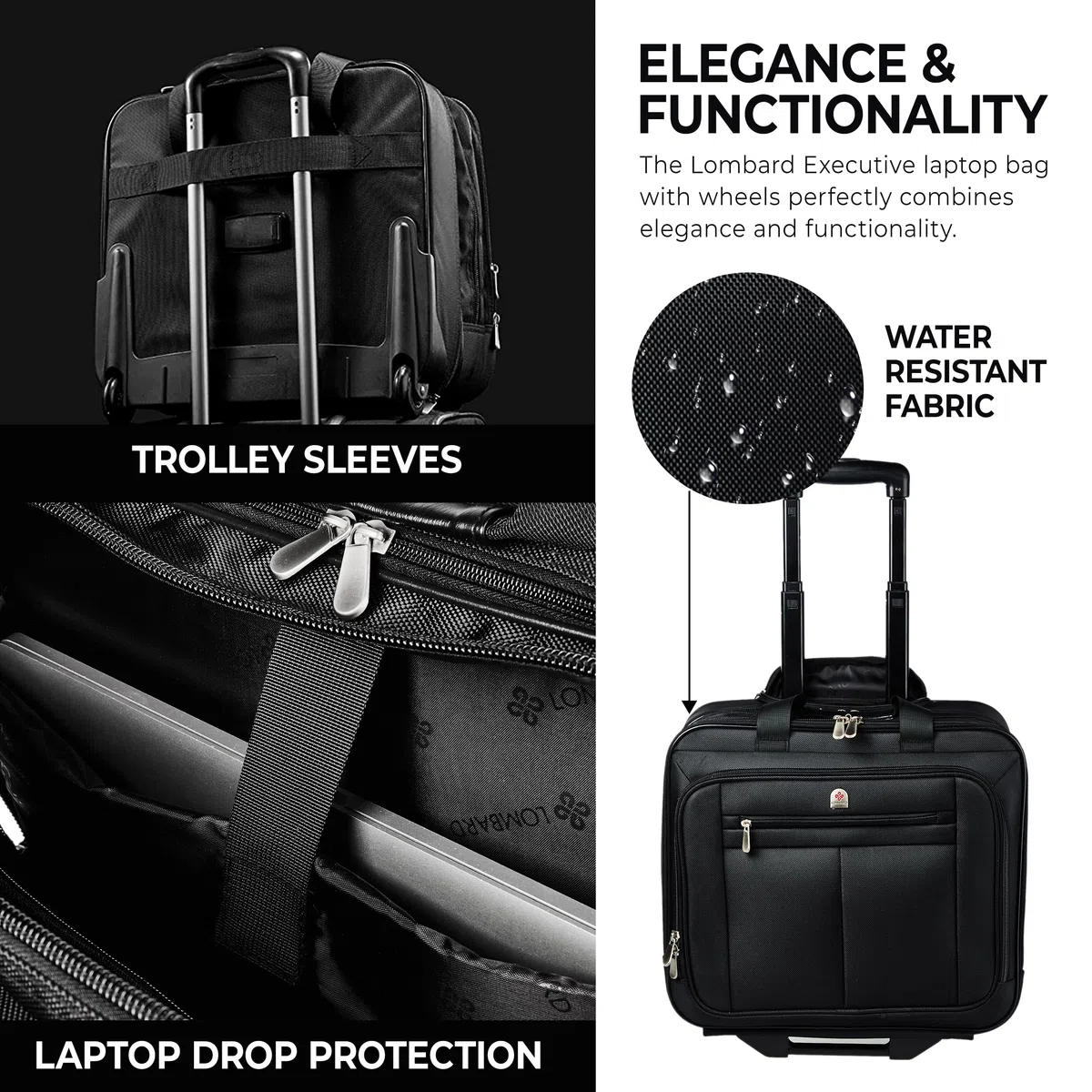 Lombard Borsa business pilota - scomparto per laptop da 15’’-17’’ - con rotelle