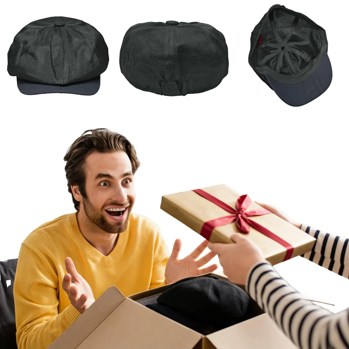 Cappello Estivo Traspirante Coppola Berretto in Rete Newsboy cap Piatta Scozzese Beret Regolabile Vintage da Golf