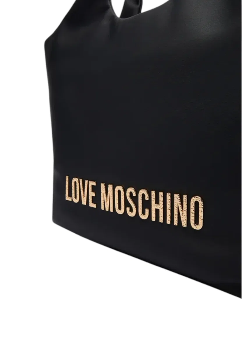 Love Moschino BORSA PU GRS NERO+HAMMERED LOGO