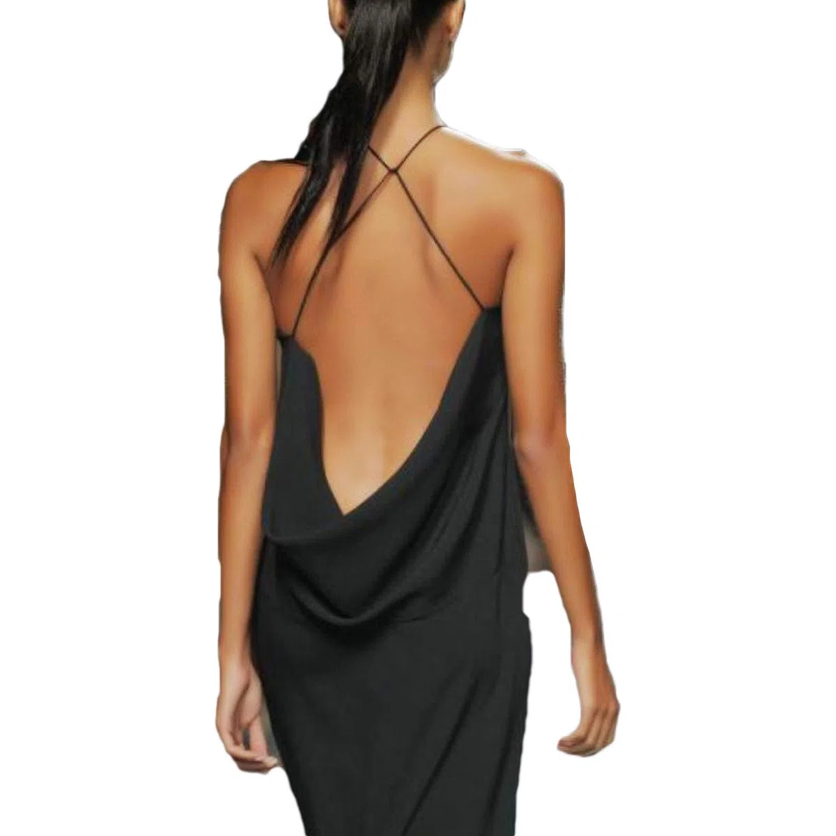 Toocool - Abito Donna Lungo Sirena Schiena Nuda Vestito Elegante Cerimonia VB-9585 [Taglia Unica,Nero]