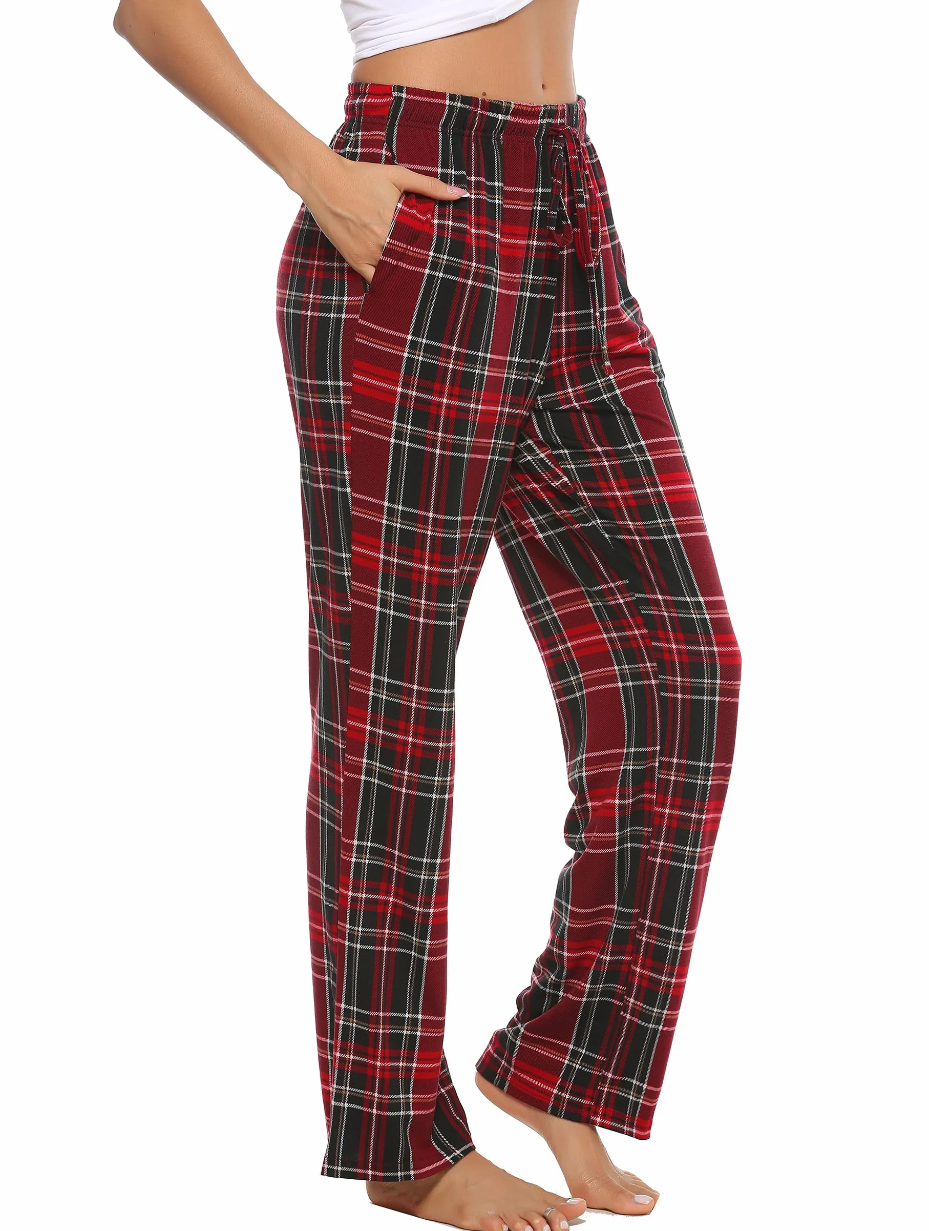 Vlazom Pantaloni Pigiama Donna Pantaloni Donna Flanella Quadri Pantaloni con Coulisse Pantaloni Casa Donna Trousers Plaid Donna