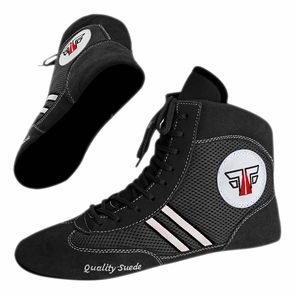 Fox-Fight, scarpe da sambo, ring o wrestling, in pelle scamosciata, colori nero-blu-rosso