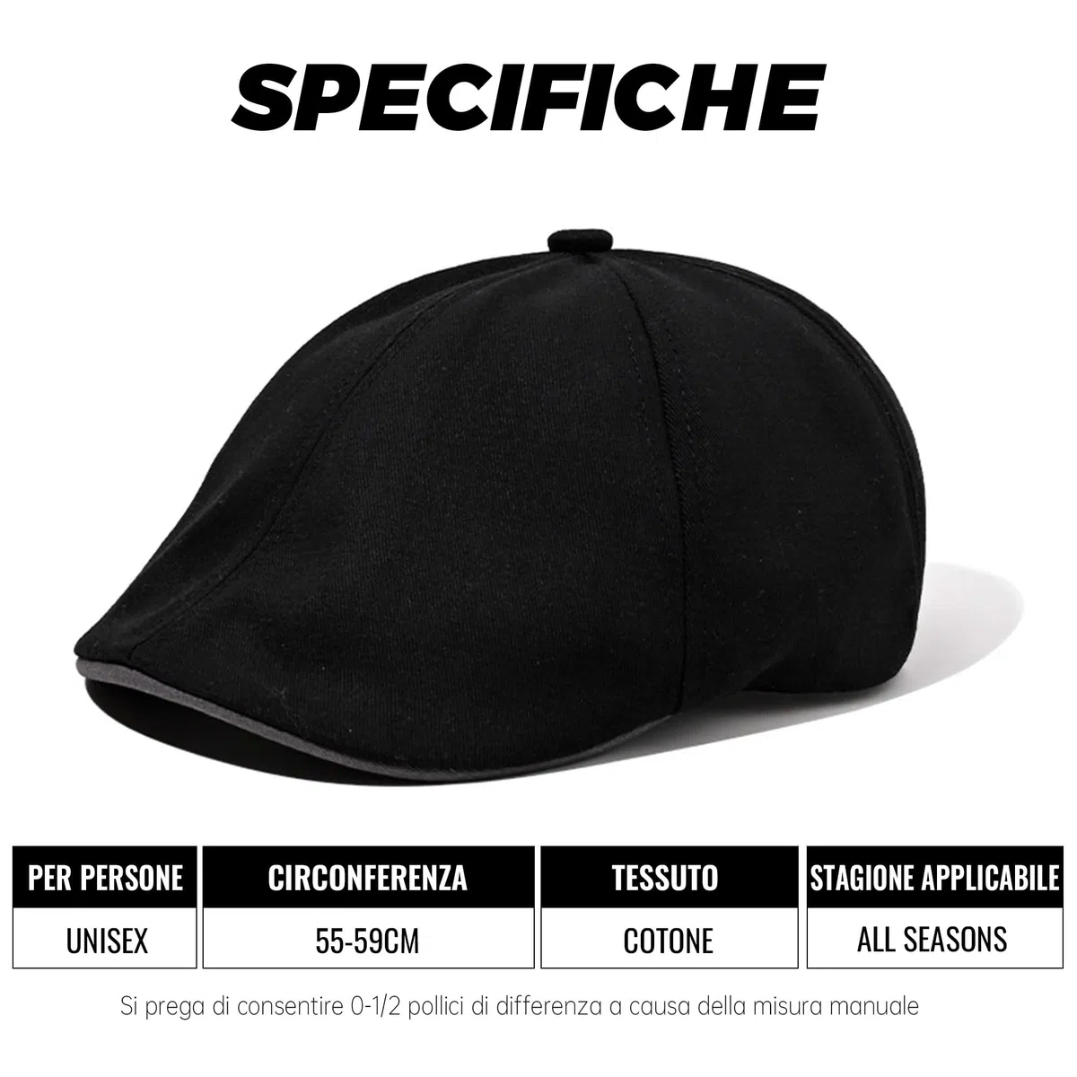 CLAPE Berretto Piatto Coppola Uomo Basco Donna Regolabile Cotone Cappello Newsboy Unisex Gatsby cap
