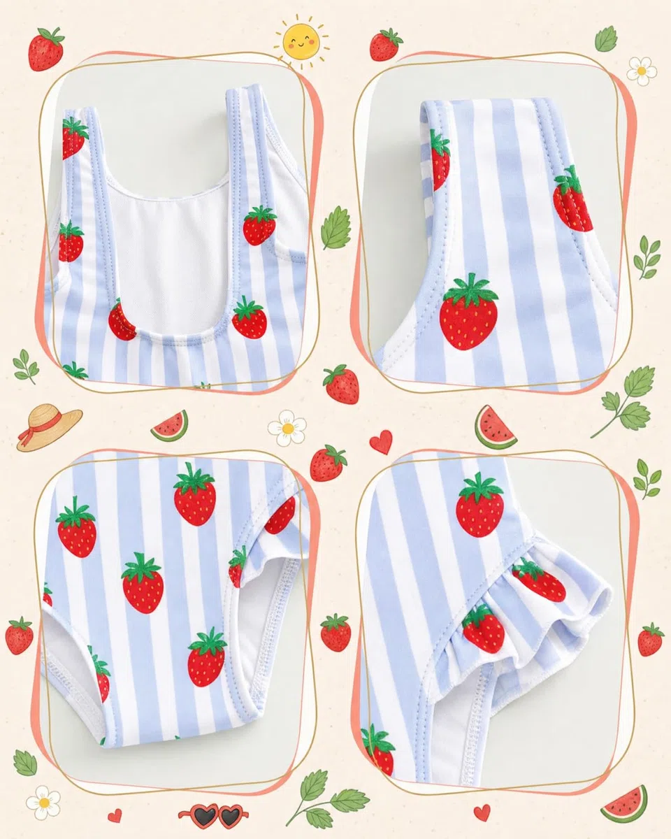 DivingBirds Costume Intero Bambina con Volant, Costume da Bagno Neonata e Bimba con Stampa Margherite, Costume Piscina Mare per Bambina 6 Mesi-4 Anni