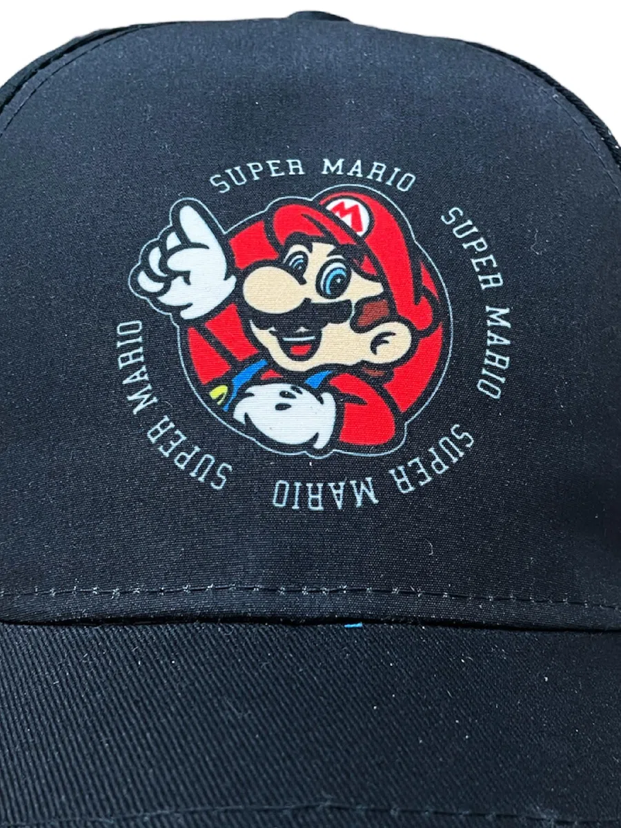 Cappello Super Mario. Logo Mario. Cappellino con Visiera da Bambino. Cappellino da Baseball Nero. (IT, Numero, 52, Nero)
