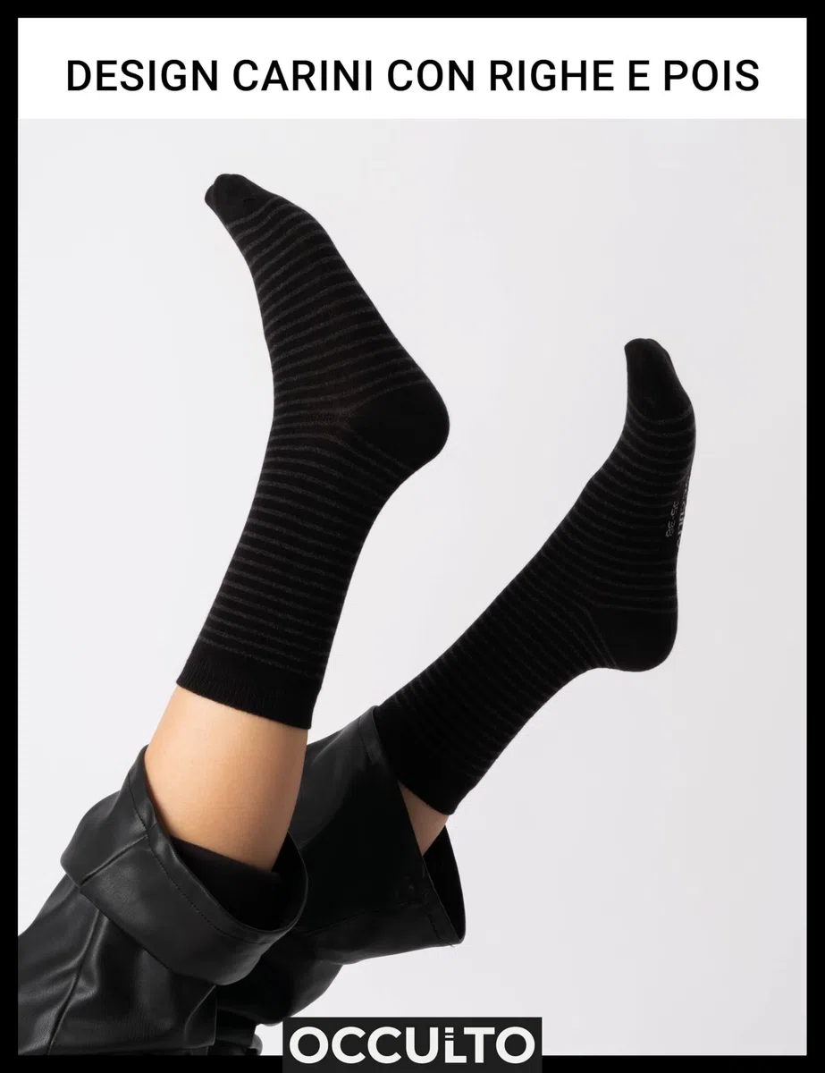 Occulto CALZE DONNA strisce e punteggiate in COTONE (10 PAIA), CALZINI DONNA COTONE in DIVERSI COLORI