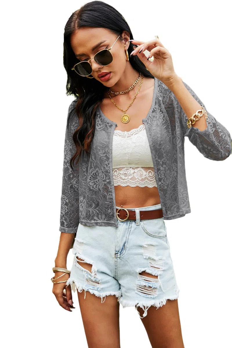 Bolero Shrug, Giacca da Donna Estiva Cardigan Corto Elegante Coprispalle da Donna con Maniche a 3/4