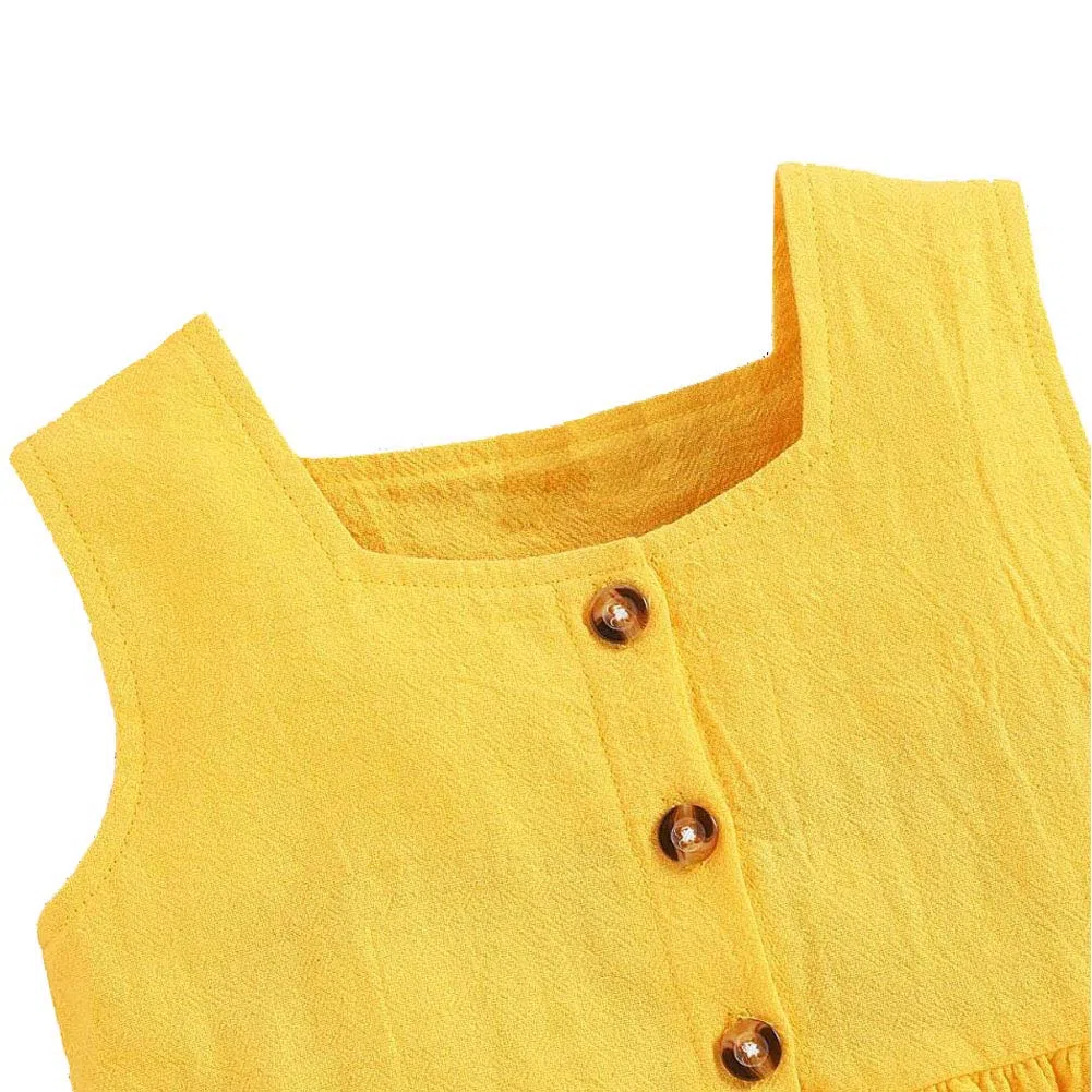 ANUFER 3pcs Ragazza Bambini Set di Abbigliamento Luminoso Giallo Girasole Bambina Outfits Canottiere + Pantaloni Corti + Fascia per Capelli