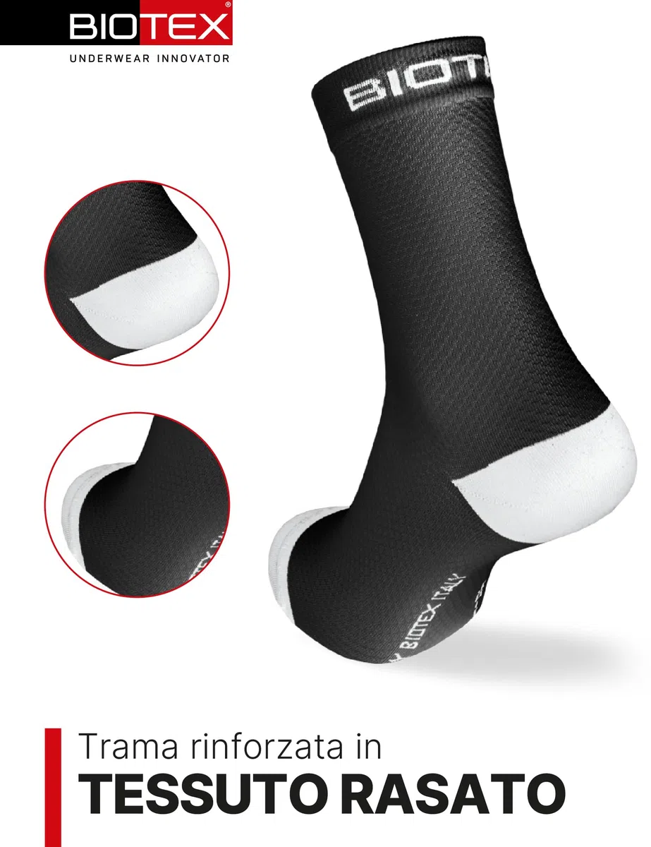 BIOTEX Calza Aria Unisex per Ciclismo e Running, Calzino Ultra Leggero e Traspirante, Rinforzata su Punta e Tallone