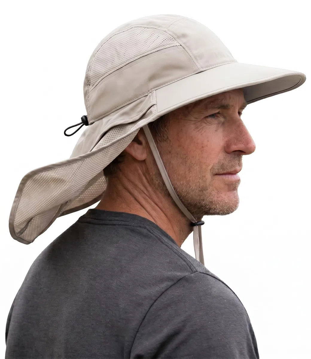 Hat Hut Cappello da sole ultraleggero con patta per il collo, UPF 50+, tesa larga, traspirante, per escursionismo, pesca, da uomo