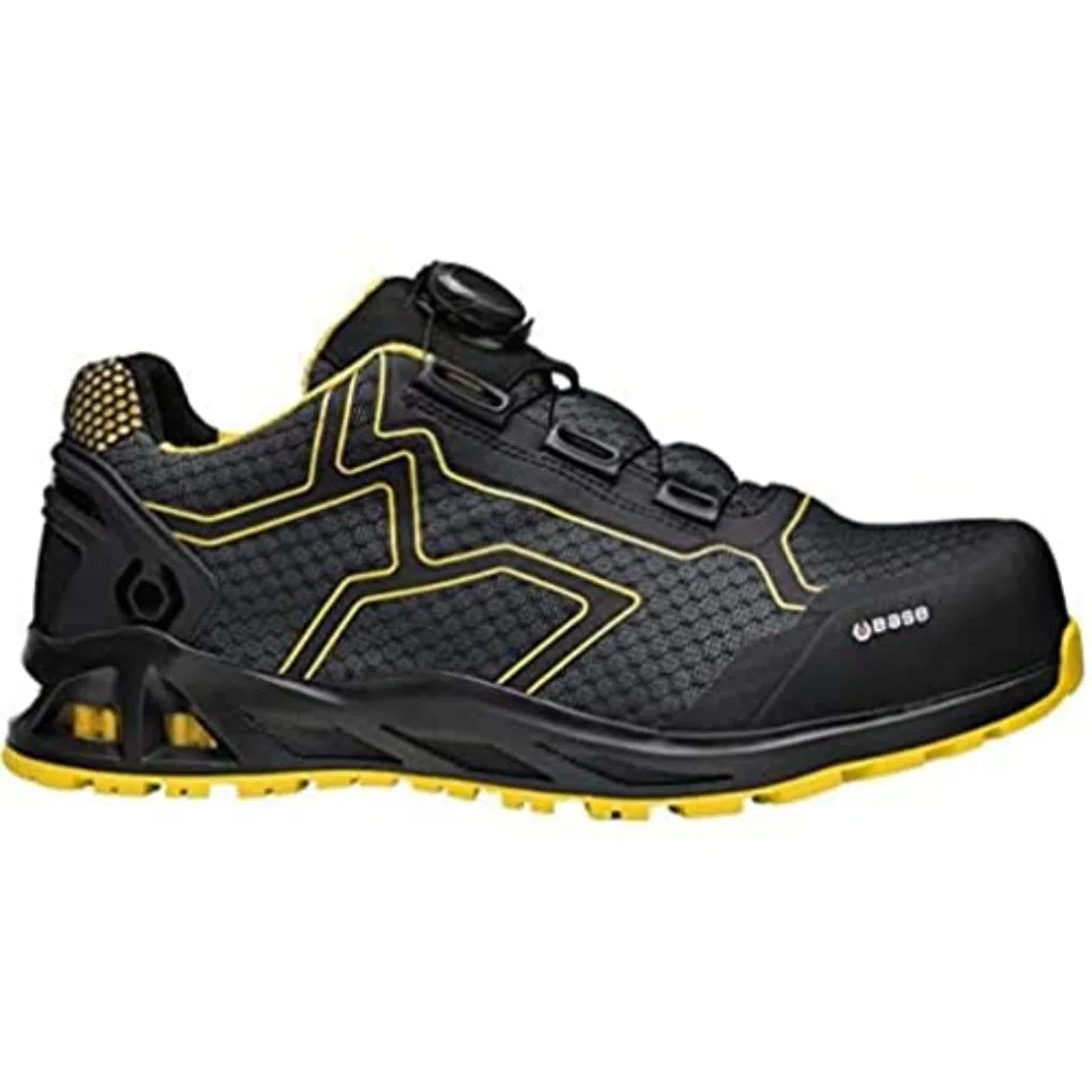 Base Protection K-Rush Scarpa Antinfortunistica con Sistema BOA, Nero/Giallo, Taglie 42