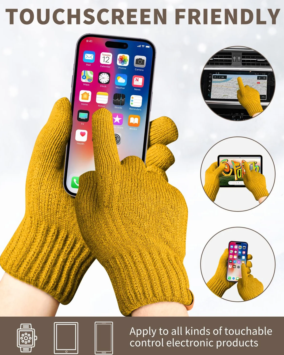 Guanti invernali con fodera in pile - touch screen guanti caldi elasticizzati per corsa sci ciclismo guida - donna e uomo