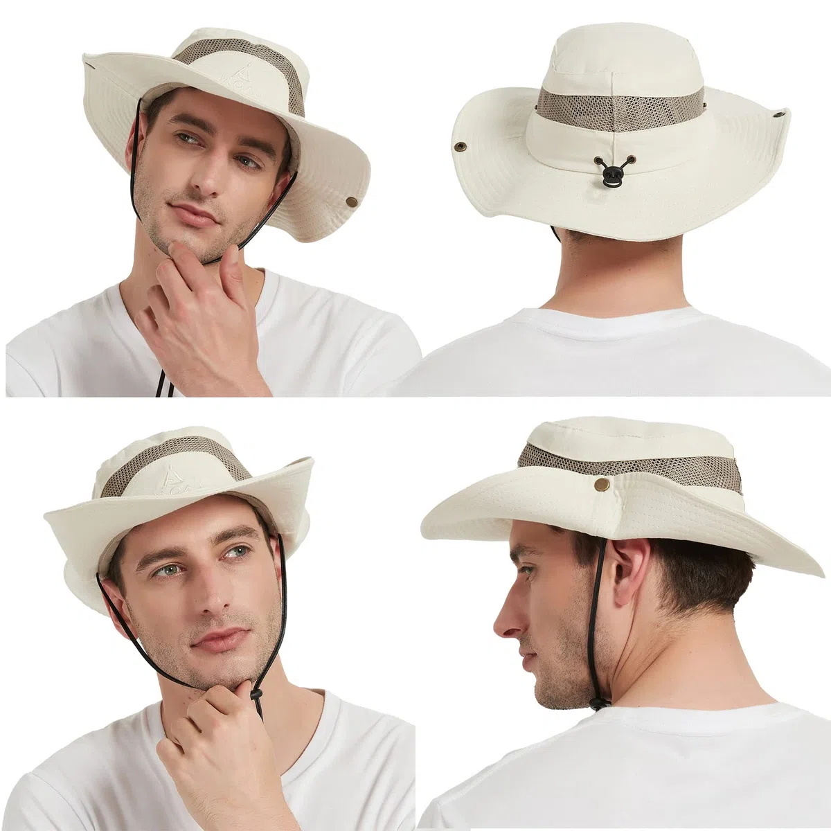 Cappello da Pescatore Uomo Estivo con Protezione UV 50+ Tesa Larga Anti UV Regolabile Cappello Safari in Rete Traspirante e Pieghevole per Pesca, Trekking, Campeggio, Giardinaggio