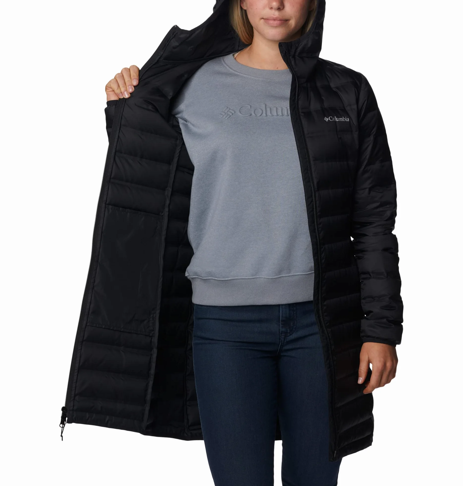 Columbia Women's Lake 22 Down Long Hooded Jacket, Hooded Puffer Down Jacket