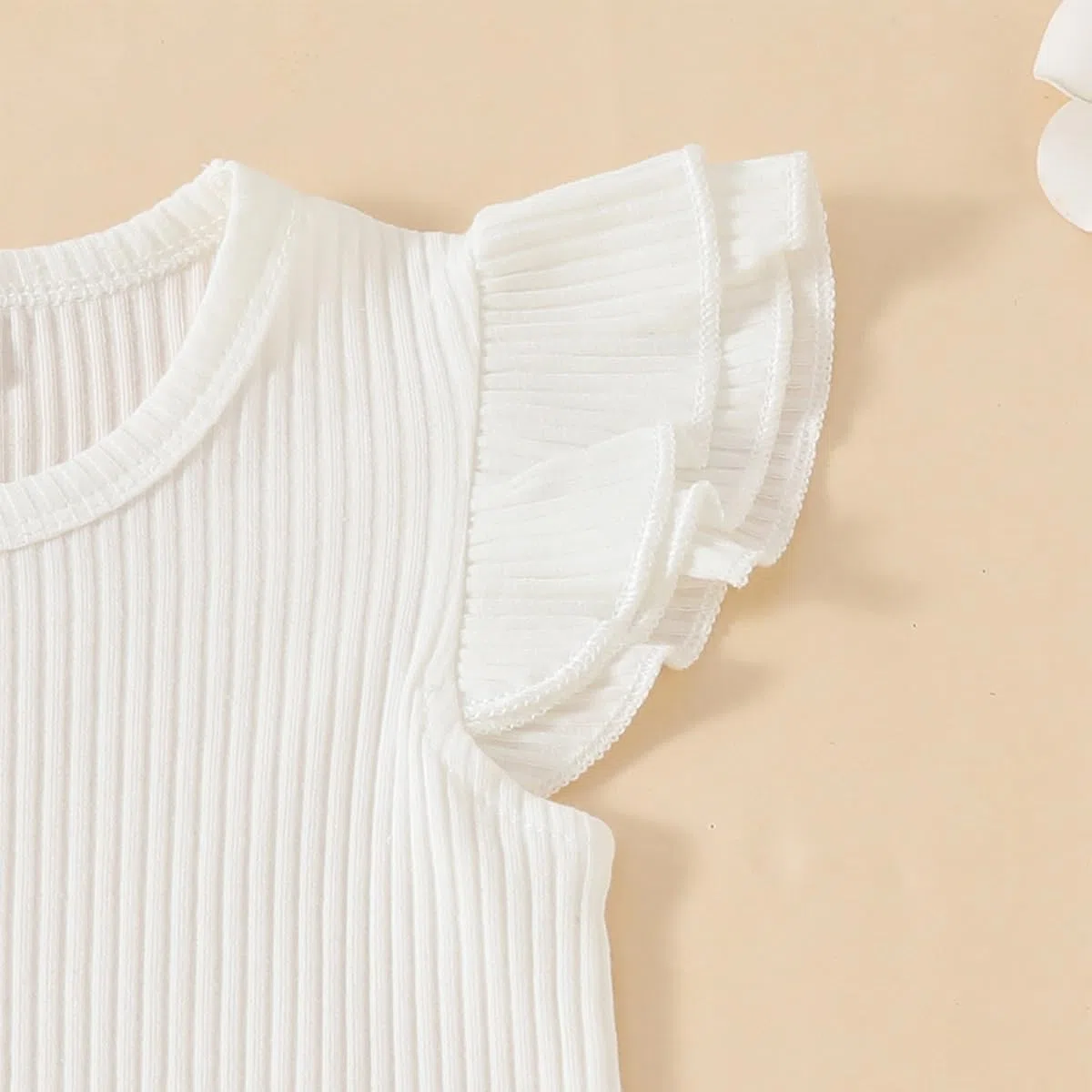 Vestito estivo per bambina, con maniche a volant + pantaloncini a margherite, grazioso set di vestiti per bambini