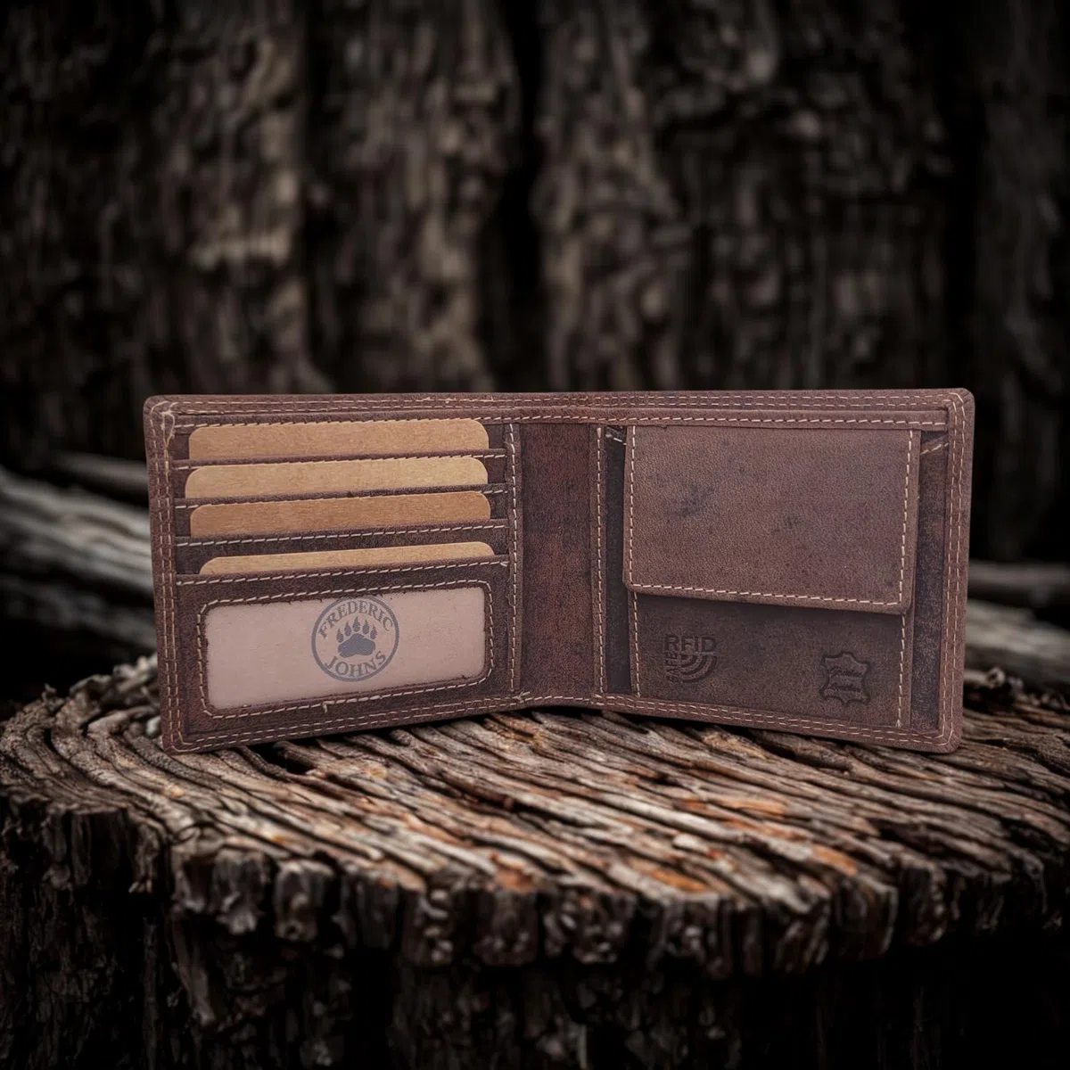 Frédéric Johns Portafoglio Uomo Vera Pelle Stile Vintage con Protezione RFID - Portafoglio Elegante e Resistente