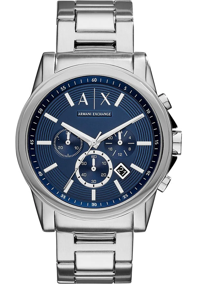 Armani Exchange Orologio da uomo, Movimento cronografico al quarzo e cassa da 45 mm con cinturino in acciaio