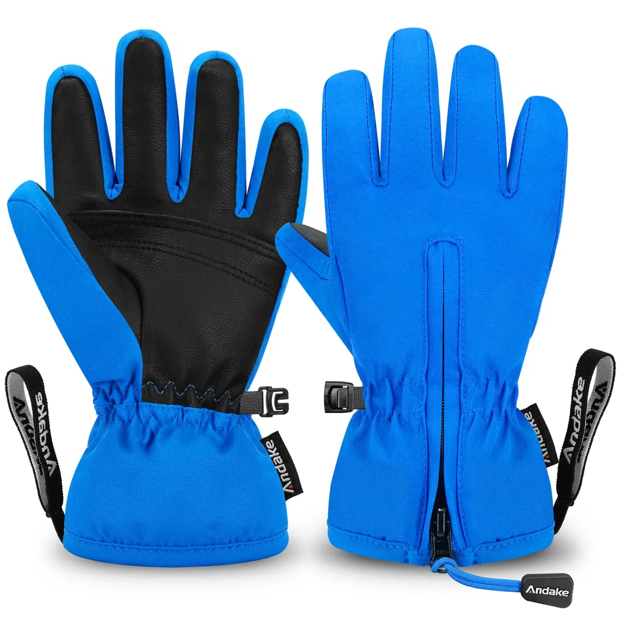 Andake Bambini Guanti da Sci, 3M Thinsulate Ragazzi e Ragazze Guanti Invernali Caldo Impermeabile A prova di vento per Sci, Palla di neve e Sport invernali all'aperto (Blu, 2-4 anni)