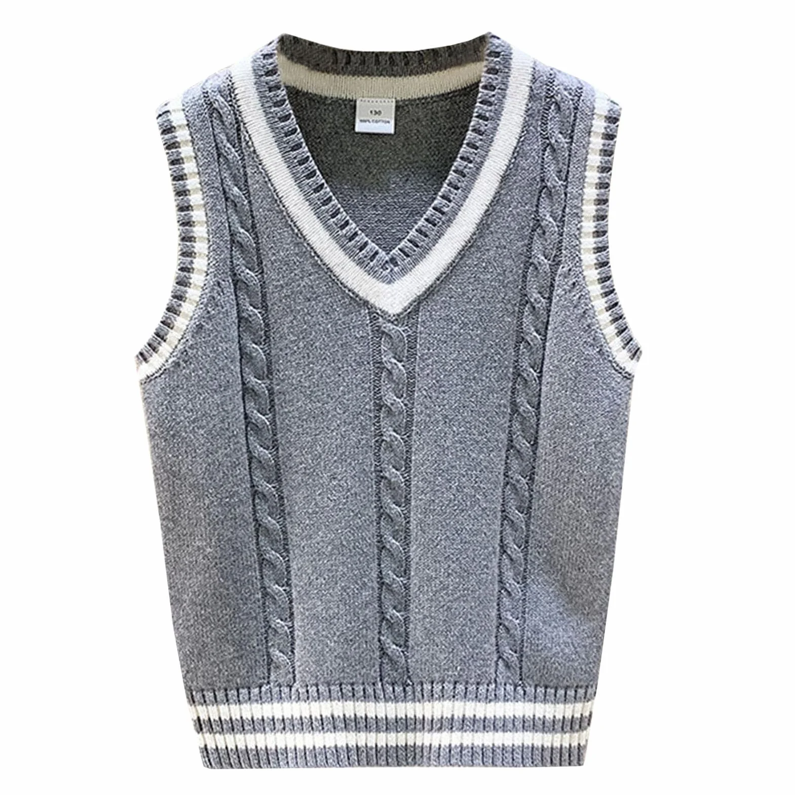Maglia Gilet Bambini Maglioni Senza Maniche Scollo a V Studenti Maglione Ragazzi Ragazza 2-15 Anni