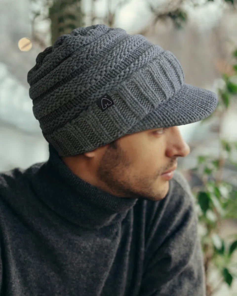 Hat Hut Cappelli da Donna da Uomo in Raso Foderato Cappelli Invernali Caldo Berretto in Maglia Unisex Slouchy Beanie con Visiera