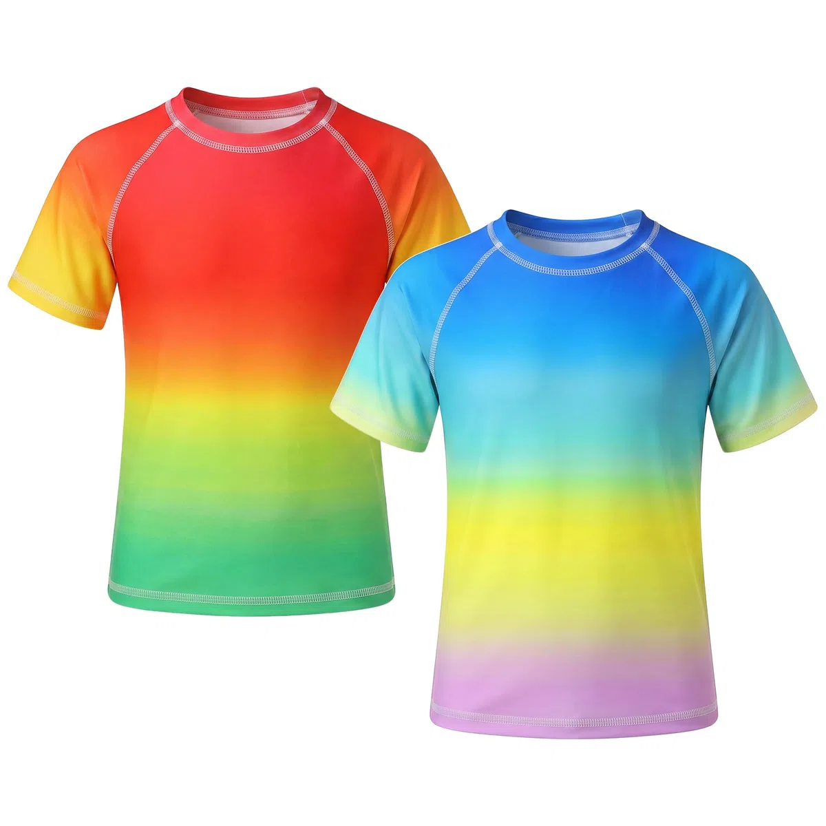 Maglietta Nuoto per Ragazzi, Protezione Solare Top da Spiaggia, 2 Pezzi, Manica Corta Asciugatura Rapida Rashguard T-Shirt per Sport Surf Beach Pool 3-11 Anni