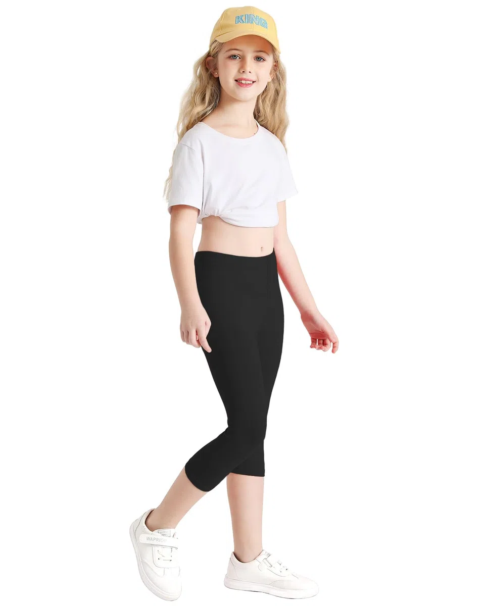 Domee Leggings 3/4 Pinocchietti Pantaloni Corti Cotone Estivi Bambina 3 Pack