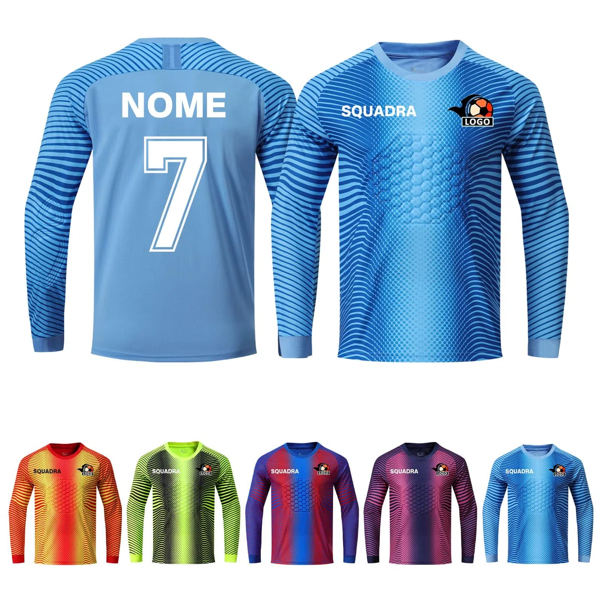 LAIFU Maglia da Portiere Personalizzata con Numero Nome Team Logo Maglietta Portiere Calcio per Tutte Le età Uomini Donne Bambini Imbottitura sui Gomiti