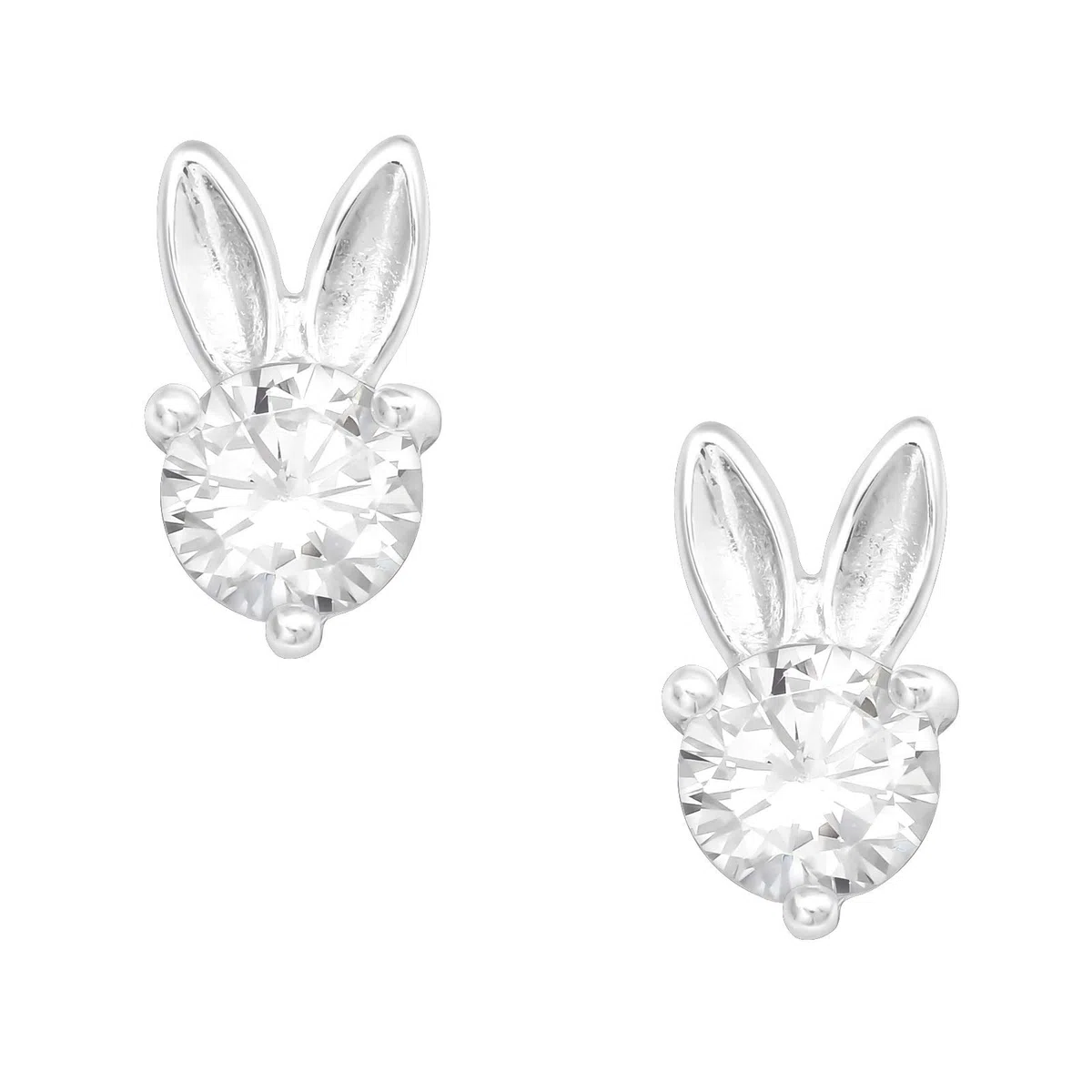 Laimons - Orecchini da bambina a forma di coniglio, con zirconi, 10 x 5 mm, in argento Sterling 925
