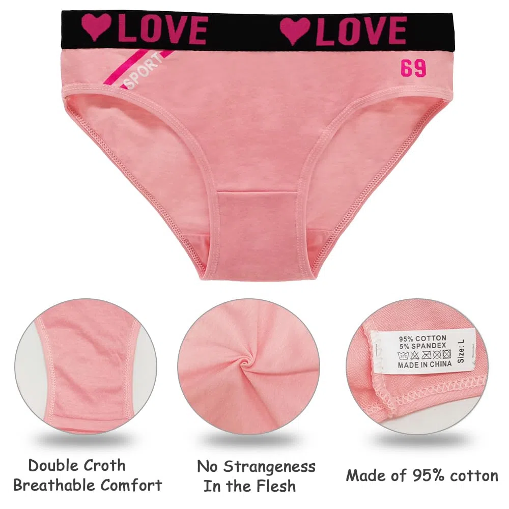 Slip da Ragazza Confezione da 6 Slip Alti Elasticizzati Slip Comfort Slip da Indossare Ogni Giorno con Slip Cintura Sportiva per Ragazze e Donne 8-18 Anni