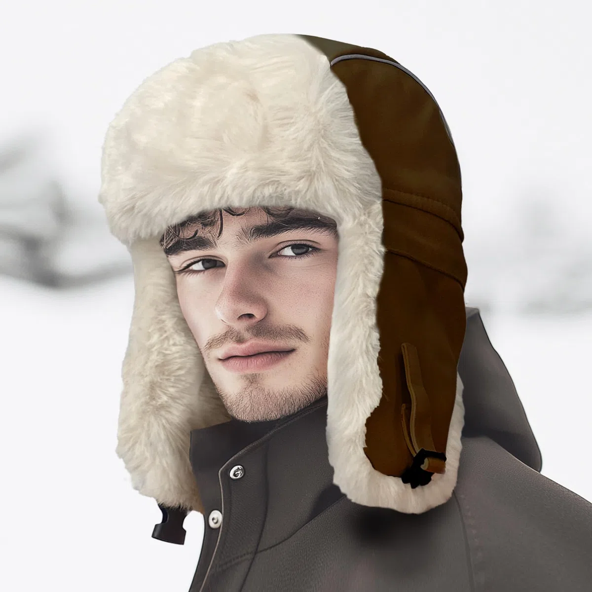 CLAPE Cappello da Aviatore Uomo Donna Colbacco Regolabile Berretto Invernale Antivento con Paraorecchie Cappello Trapper in Pelliccia Sintetica Cappello Russo
