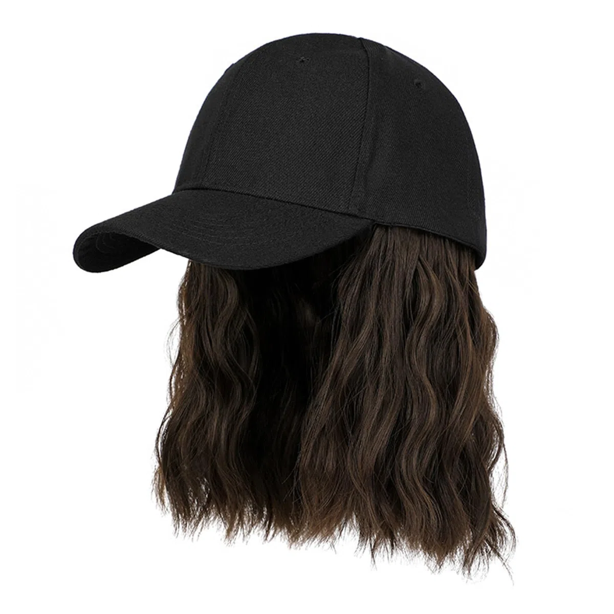 Berretto da baseball regolabile con parrucca per capelli ricci per donne e ragazze cosplay costume bob parrucca acconciatura parrucca capelli sintetici morbidi e confortevoli