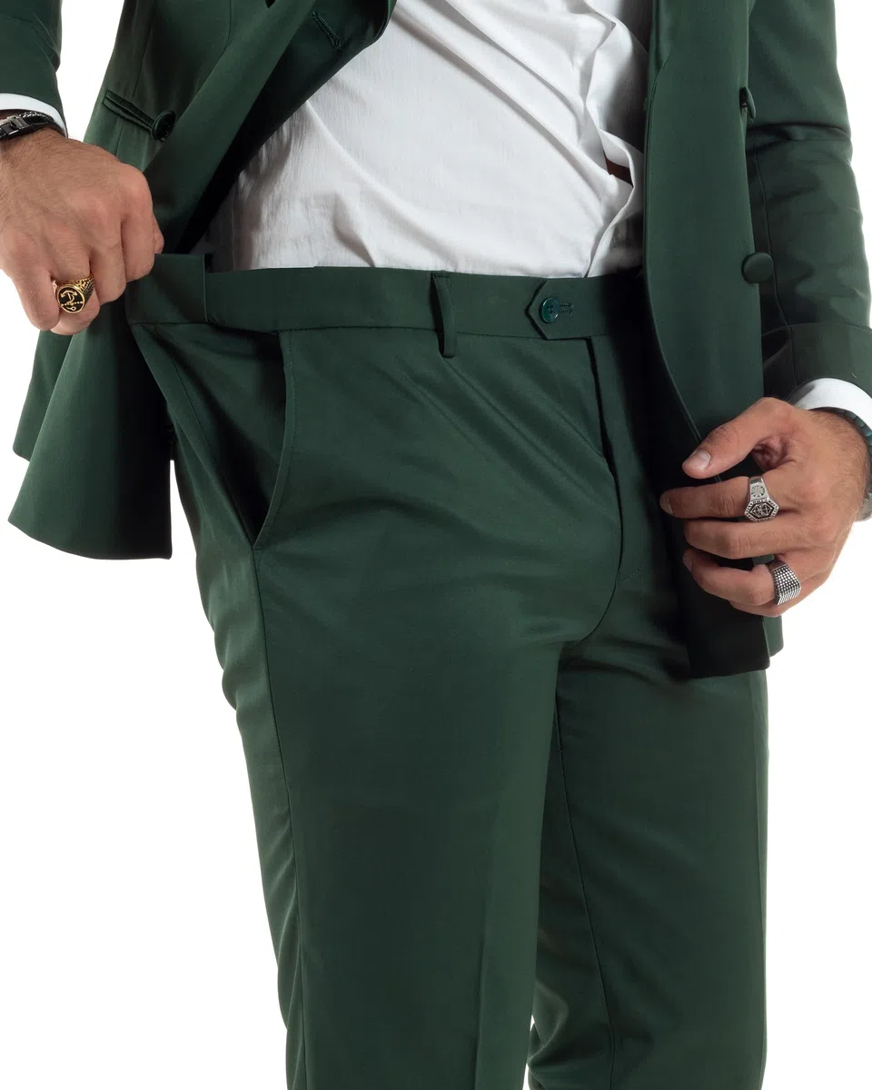 Abito Uomo Doppiopetto Vestito Completo Giacca Pantaloni Bottoni Revers Raso Elegante Smoking Vari Colori