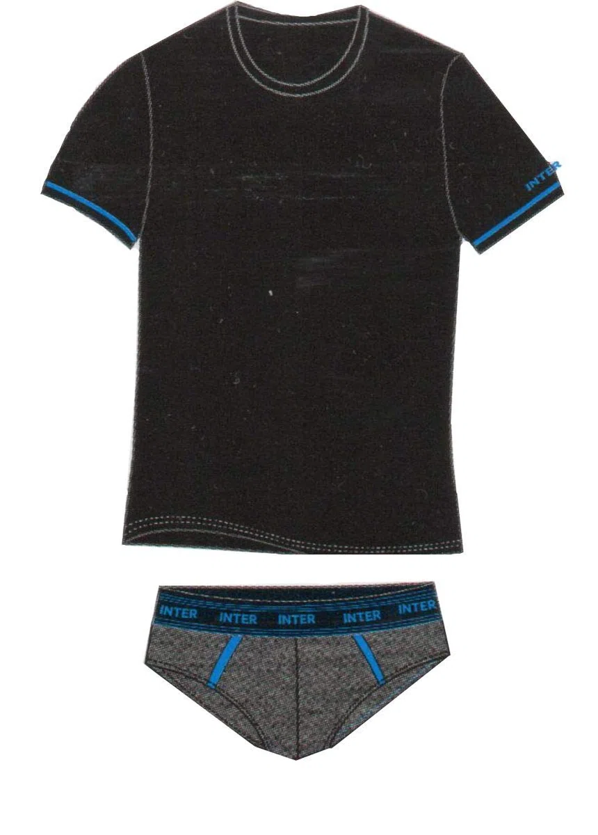Completo Intimo Ragazzo Underwear Slip+t-Shirt Prodotto Ufficiale Inter FC Lukaku Lautaro Martinez