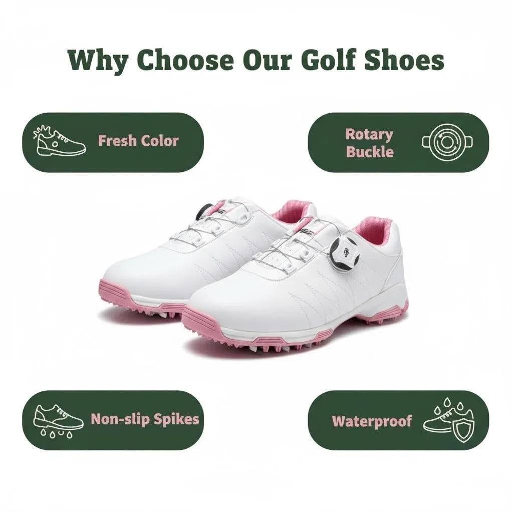 Scarpe da Golf Anti-Skid Impermeabili con Spikes per Le Donna